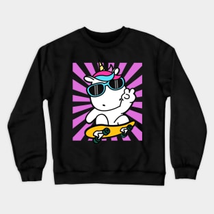 Skateboarding Unicorn Cute Kawaii Skater Crewneck Sweatshirt